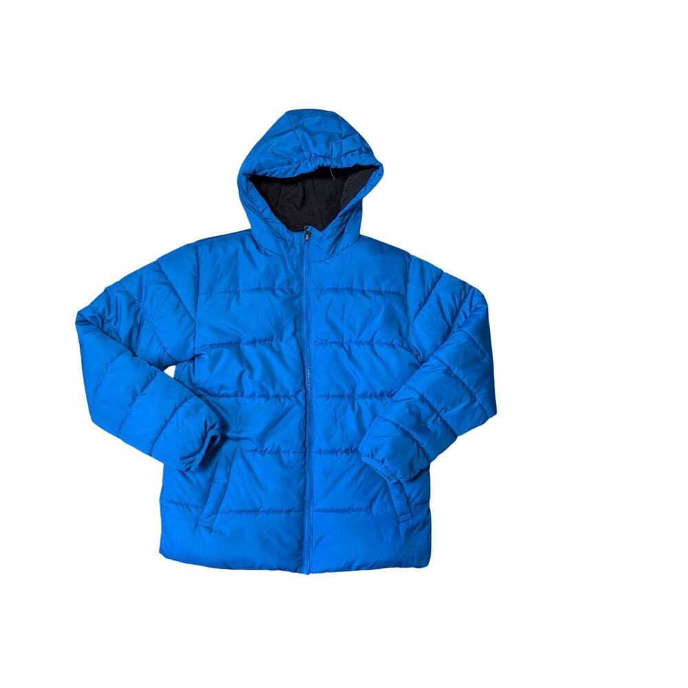 Swiss Tech Boys Blue Hooded Puffer Jacket Quilted Winter Coat Size L (10-12)